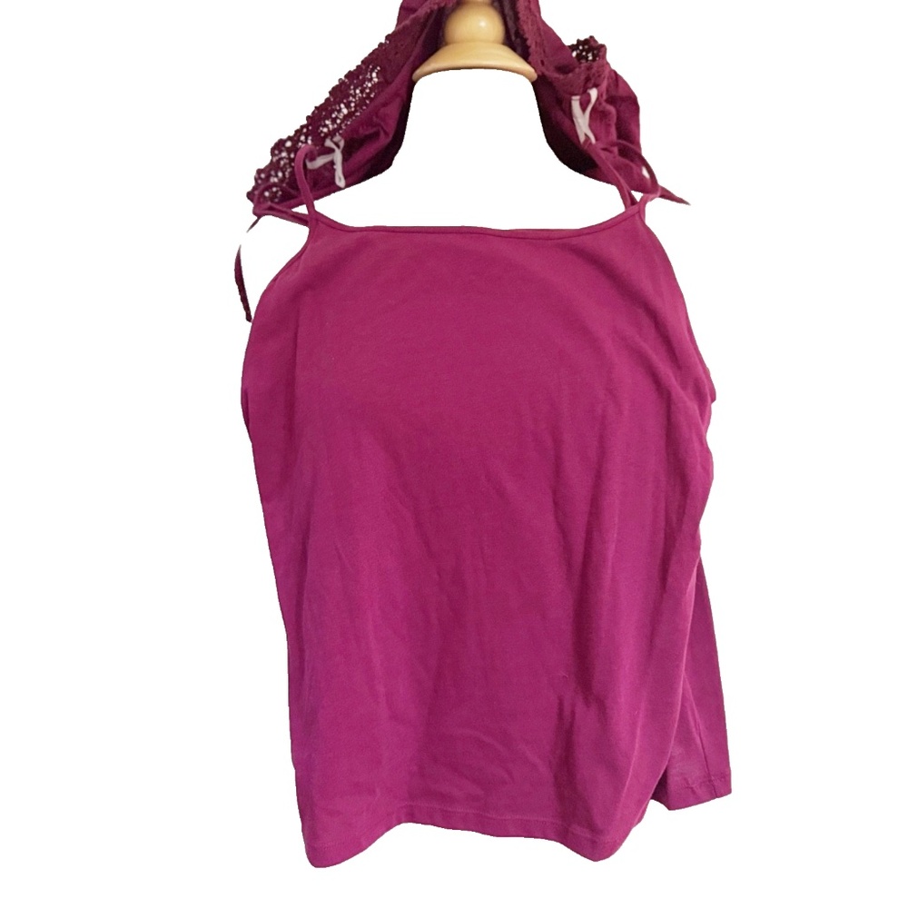 NEW Sonoma Short Sleeve Peasant Top w/ Tank Blouse Shirt XL Burgundy NWT - Picture 3 of 7